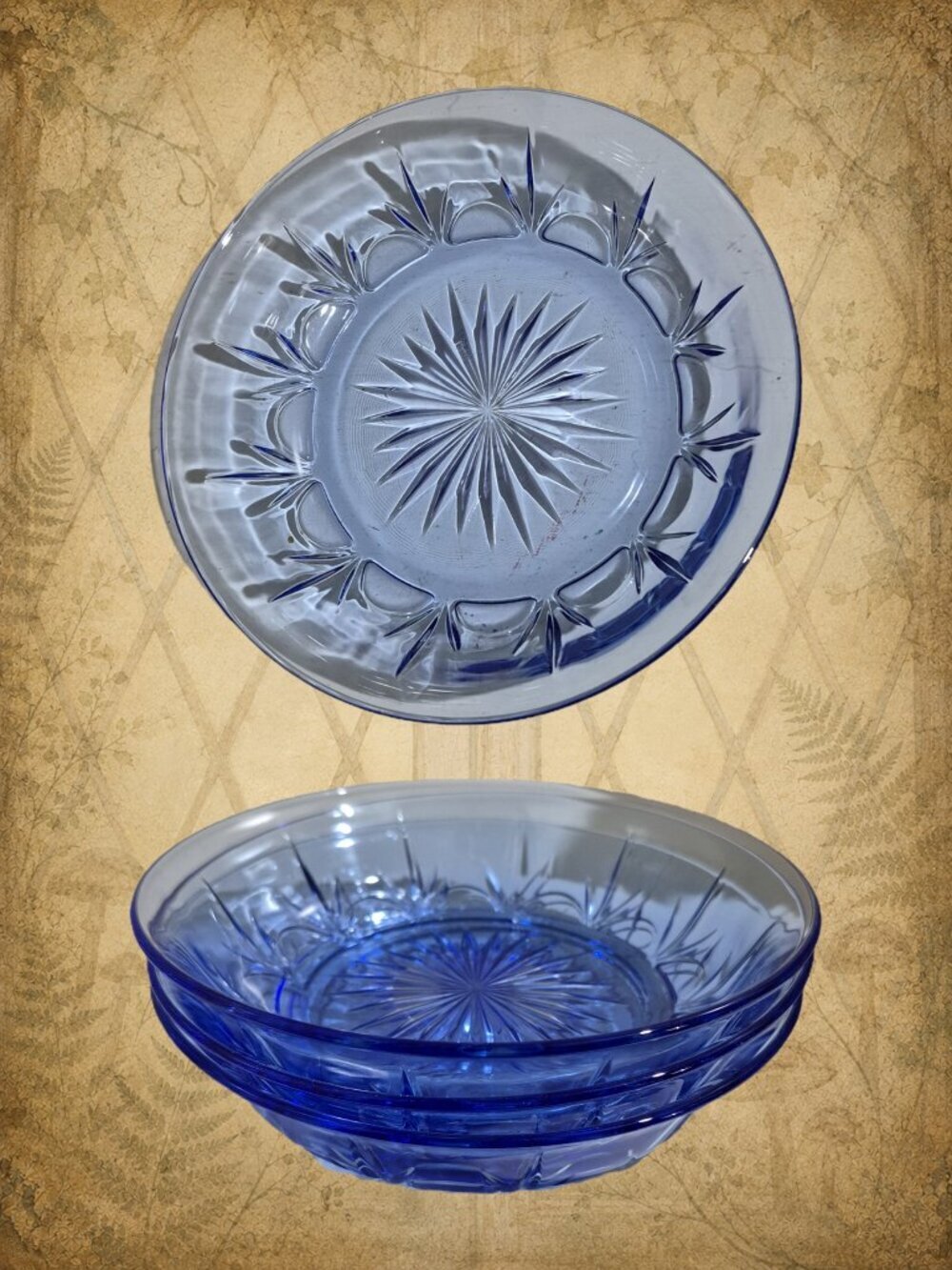 Fairy Tales 👑🧚‍♂️ Vintage Avon American Blue Fostoria Glass Bowls Set of 4